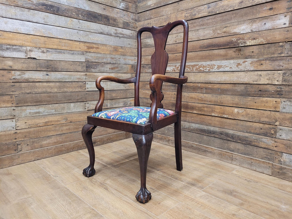 Antique Georgian Style Mahogany Claw Foot Armchair William Morris Bird Seat
