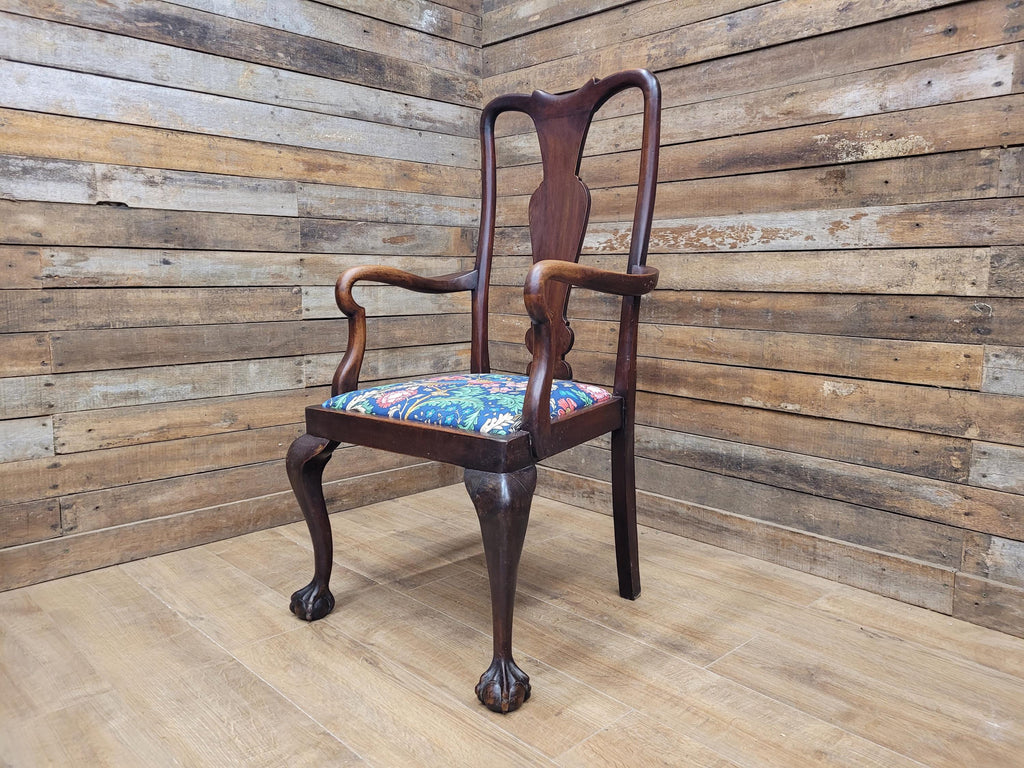 Antique Georgian Style Mahogany Claw Foot Armchair William Morris Bird Seat