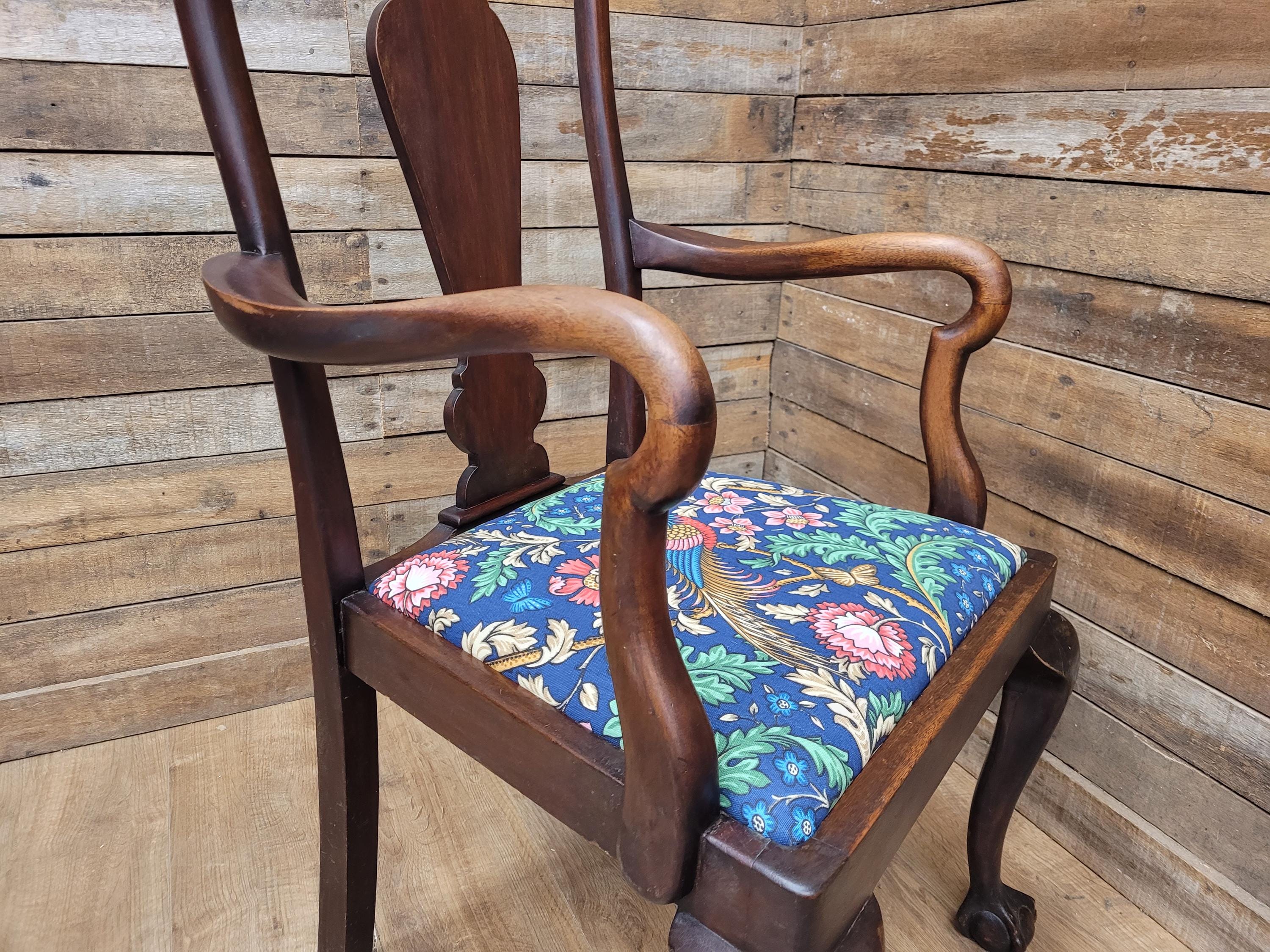 Antique Georgian Style Mahogany Claw Foot Armchair William Morris Bird Seat