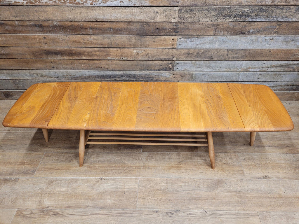 Ercol Model 456 Blonde Elm Drop Leaf Coffee Table Vintage Mid Century With Shelf