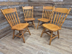 Four Vintage Whittier Solid Wood Dining Chairs Spindle Back Made in USA