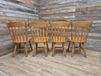 Four Vintage Whittier Solid Wood Dining Chairs Spindle Back Made in USA