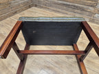 Green Button Tufted Leather Chesterfield Bench Stool with Stud Detail Wood Base