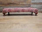 Upholstered Footstool Bench Red Moroccan Style Fabric Wooden Feet