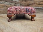 Upholstered Footstool Bench Red Moroccan Style Fabric Wooden Feet