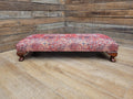Upholstered Footstool Bench Red Moroccan Style Fabric Wooden Feet