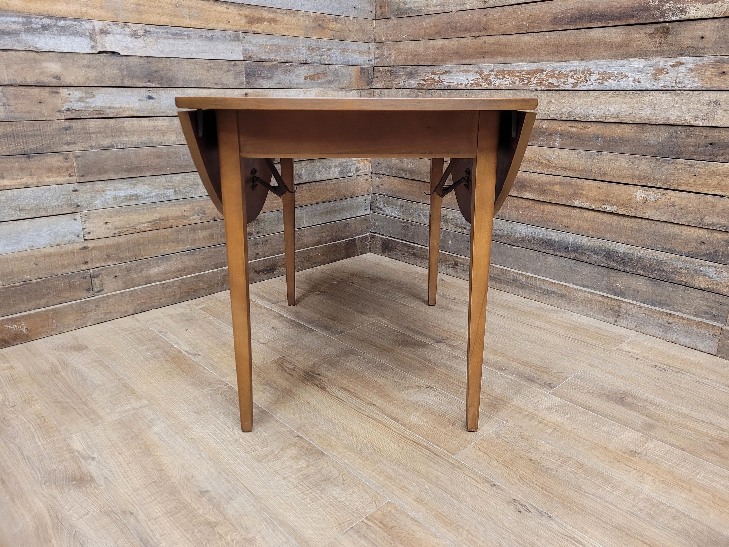 Vintage Teak Drop Leaf Dining Table Pin Legs Mid Century Retro Chic