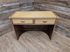 Vintage Wicker Small Desk Console Table With Drawers Rattan Hall Table