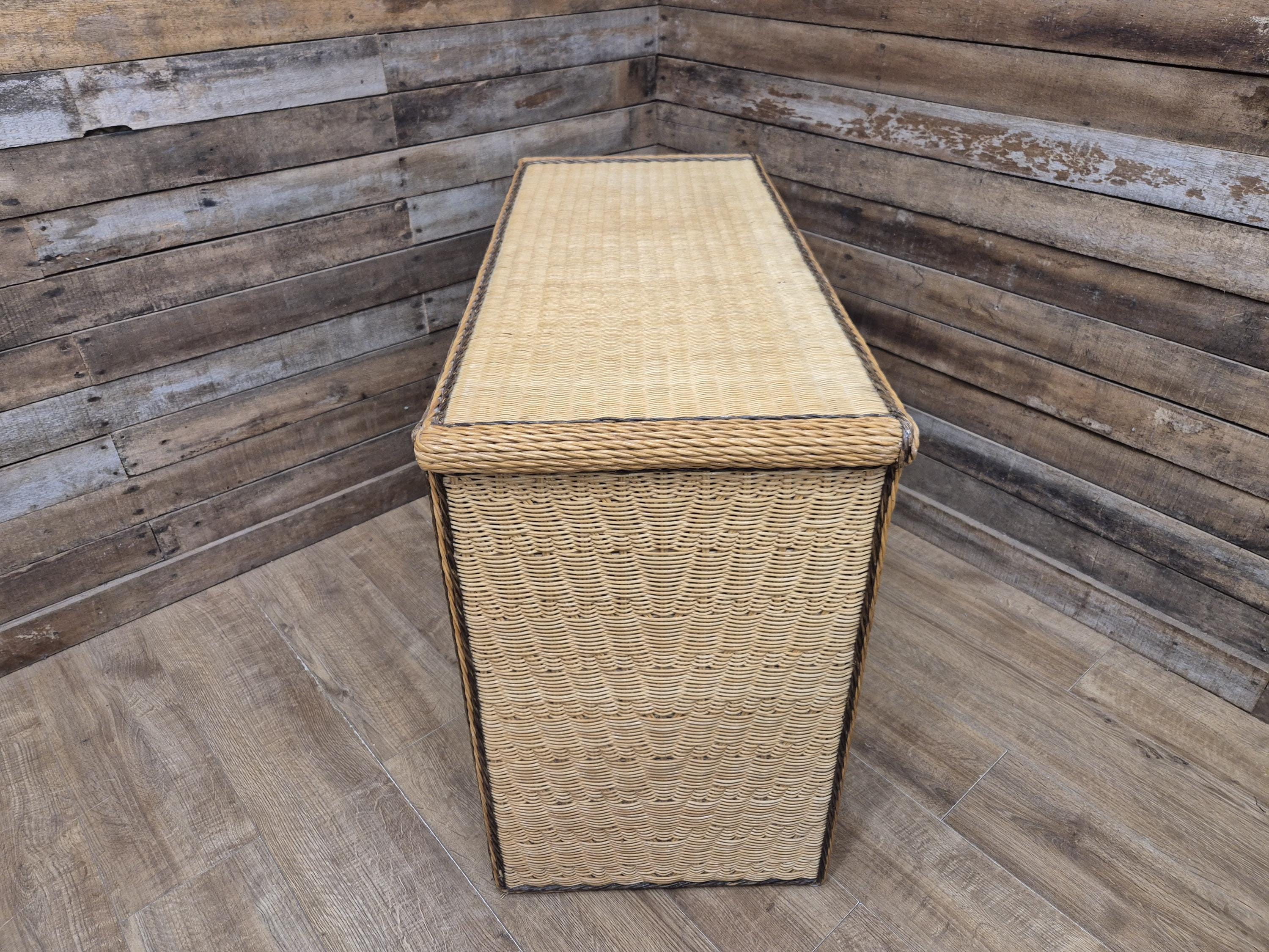 Vintage Wicker Small Desk Console Table With Drawers Rattan Hall Table