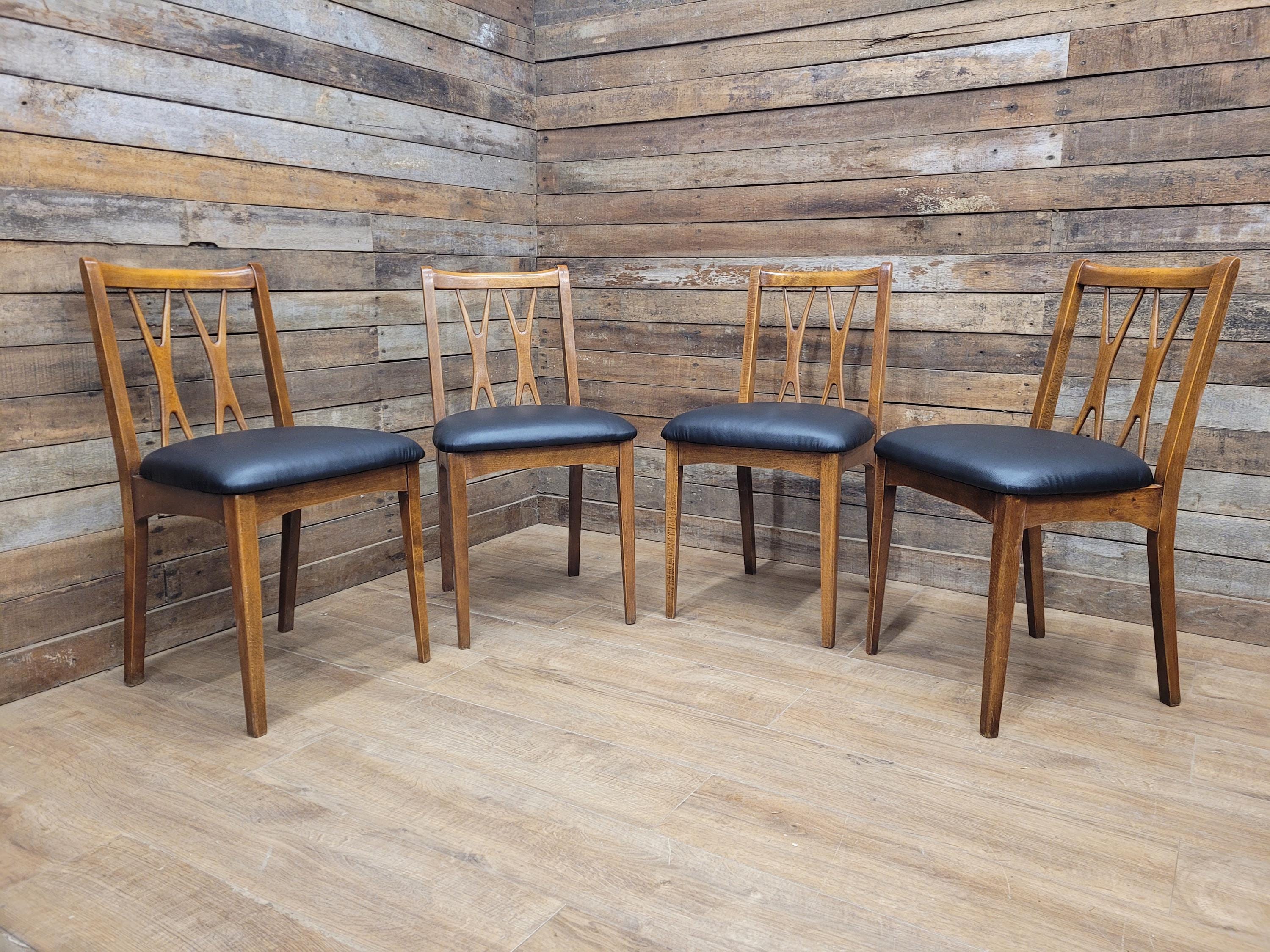 Four Mid Century Lebus Link Dining Chairs Vintage Wooden Kitchen Chairs
