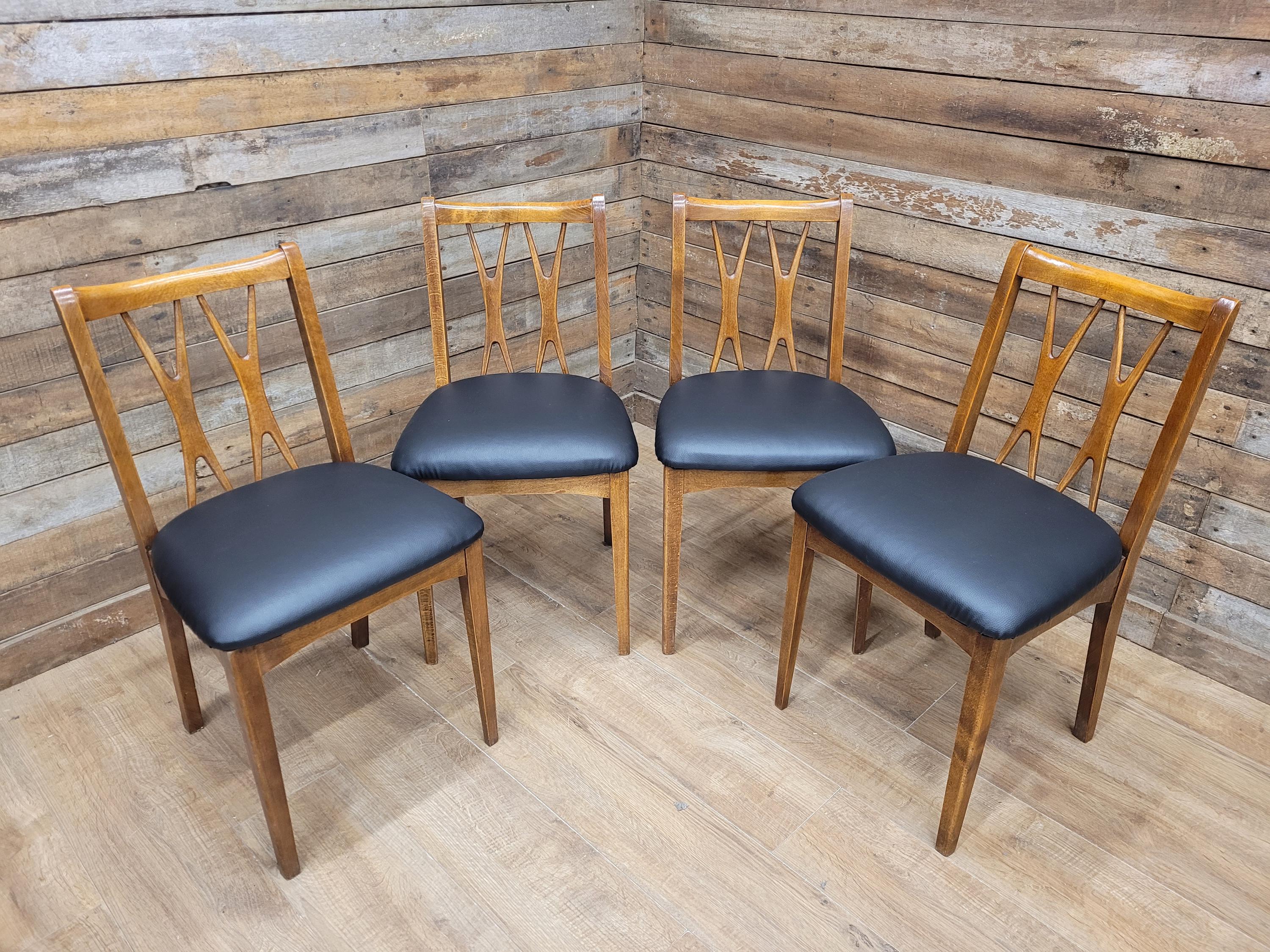 Four Mid Century Lebus Link Dining Chairs Vintage Wooden Kitchen Chairs