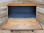 Vintage Sloping Front Bureau Writing Desk with Carved Drawers