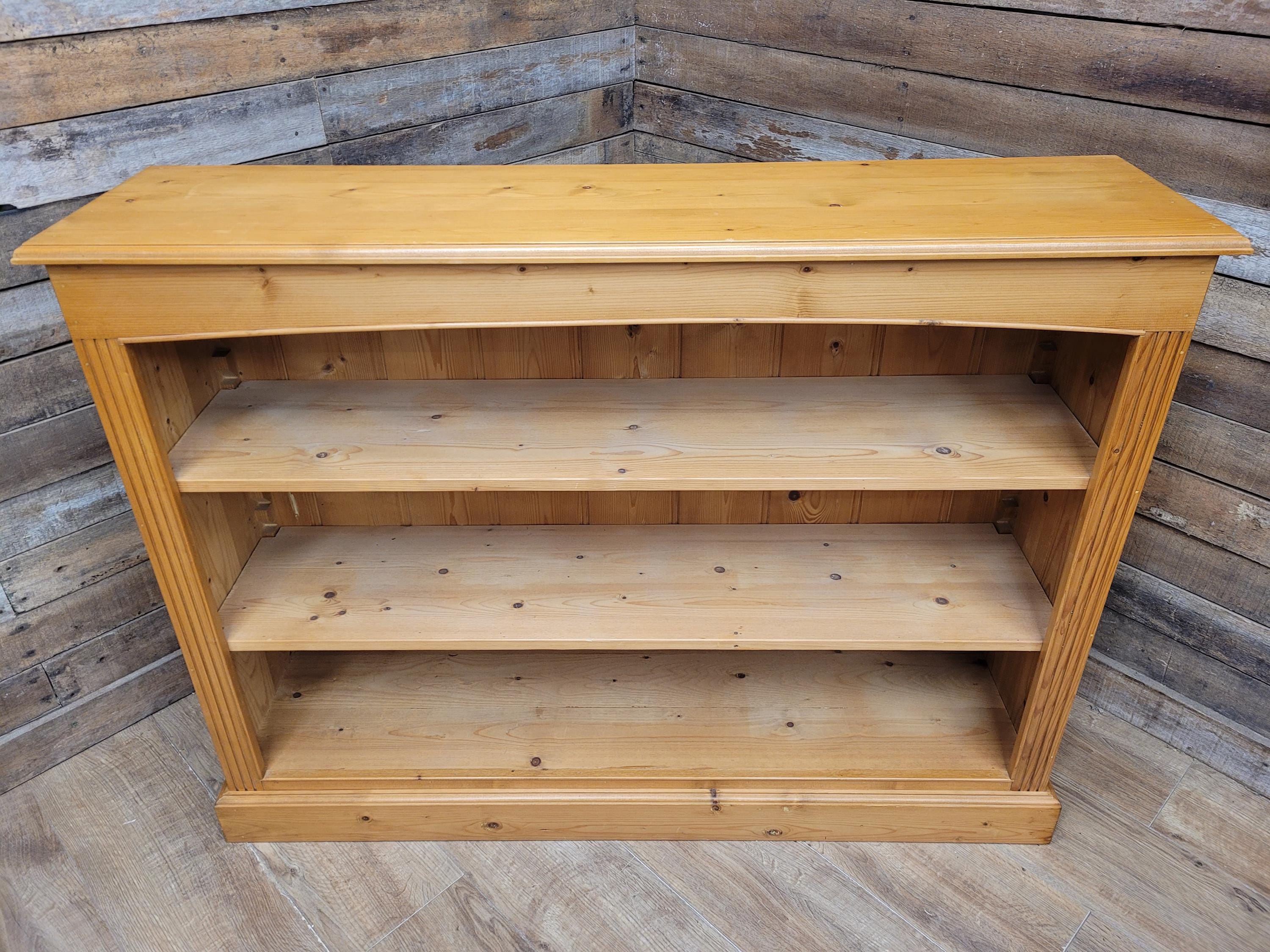 Vintage Solid Pine Open Bookcase with Adjustable Shelves