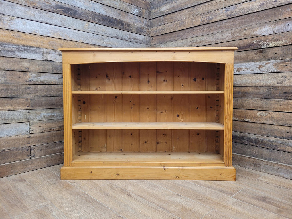 Vintage Solid Pine Open Bookcase with Adjustable Shelves