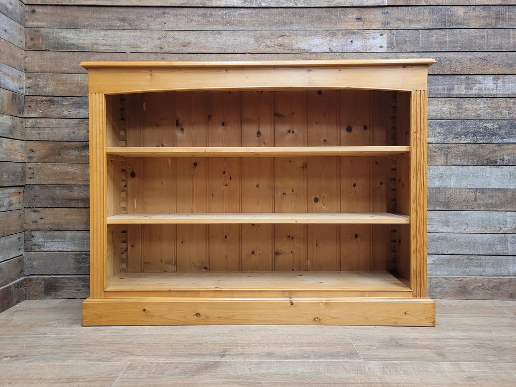 Vintage Solid Pine Open Bookcase with Adjustable Shelves