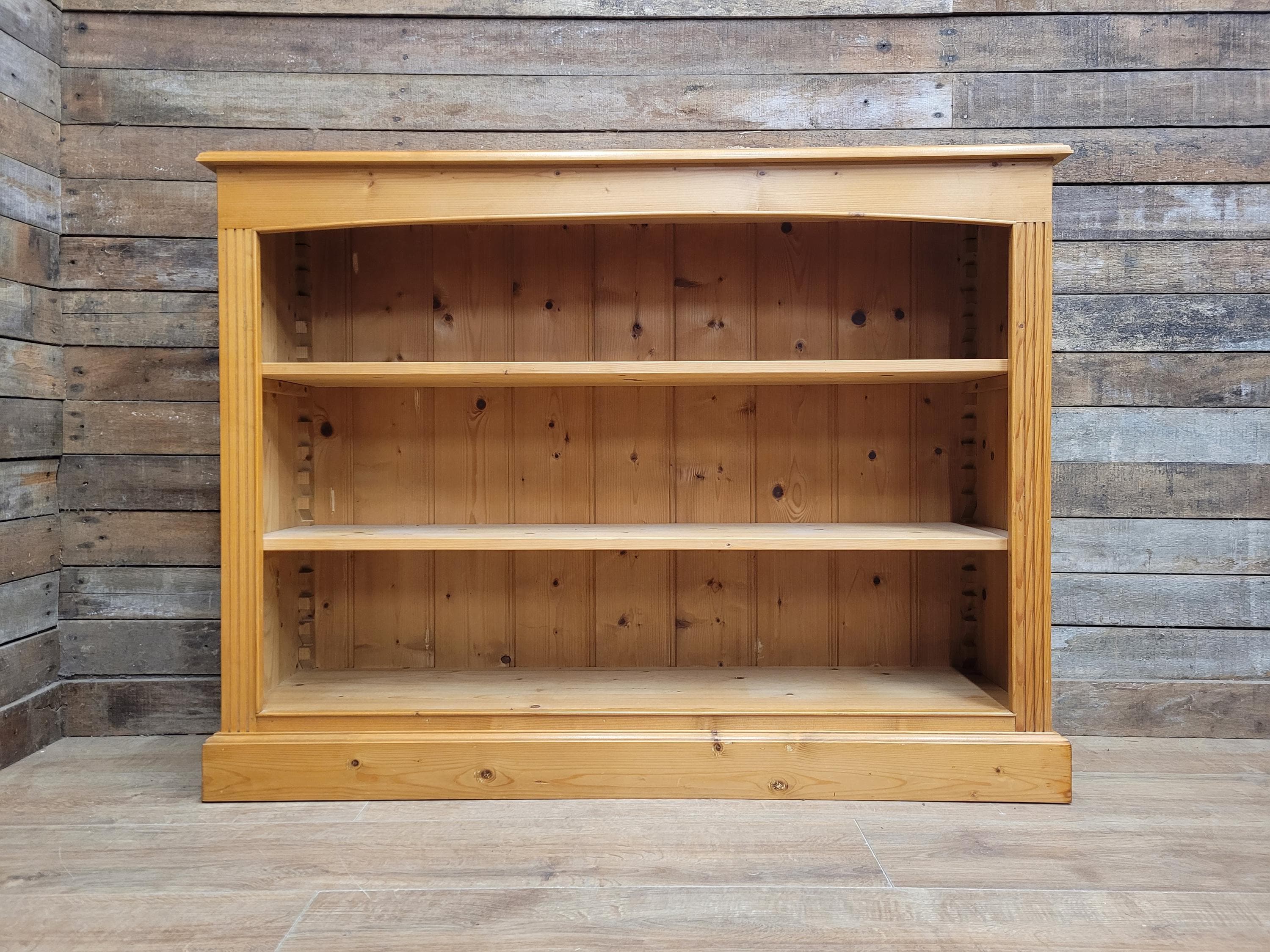Vintage Solid Pine Open Bookcase with Adjustable Shelves