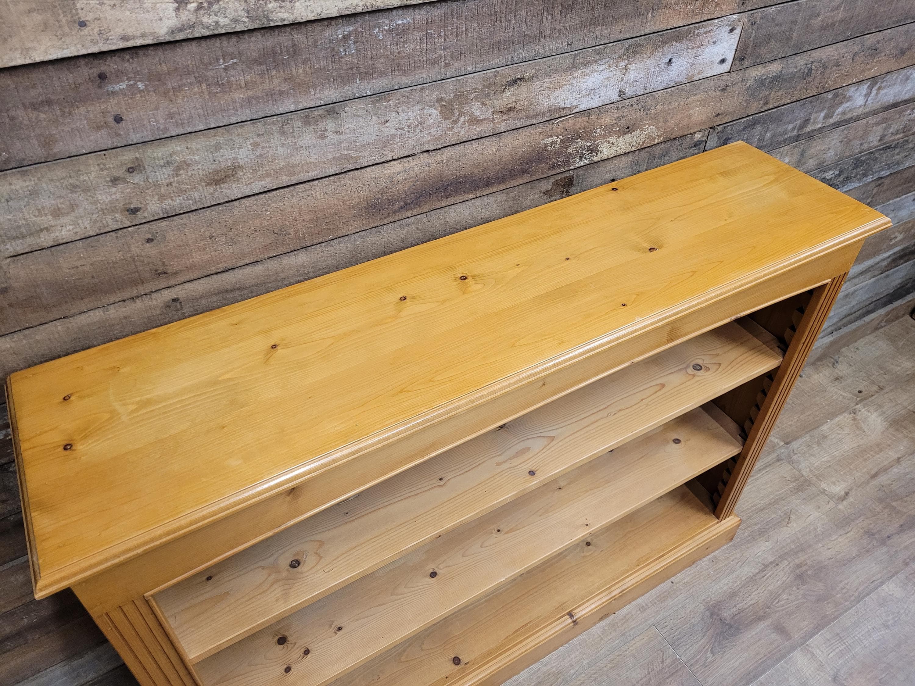 Vintage Solid Pine Open Bookcase with Adjustable Shelves