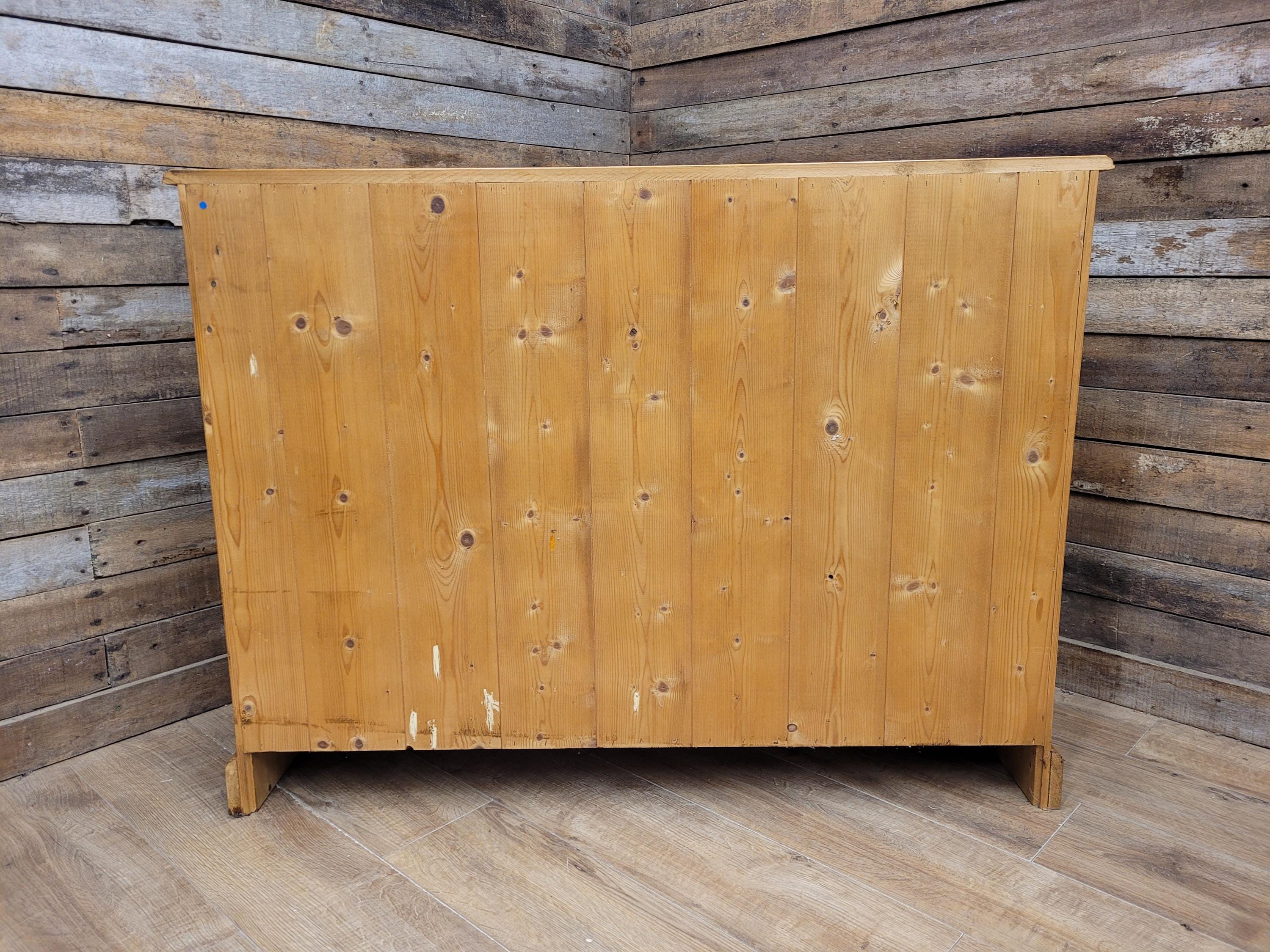 Vintage Solid Pine Open Bookcase with Adjustable Shelves