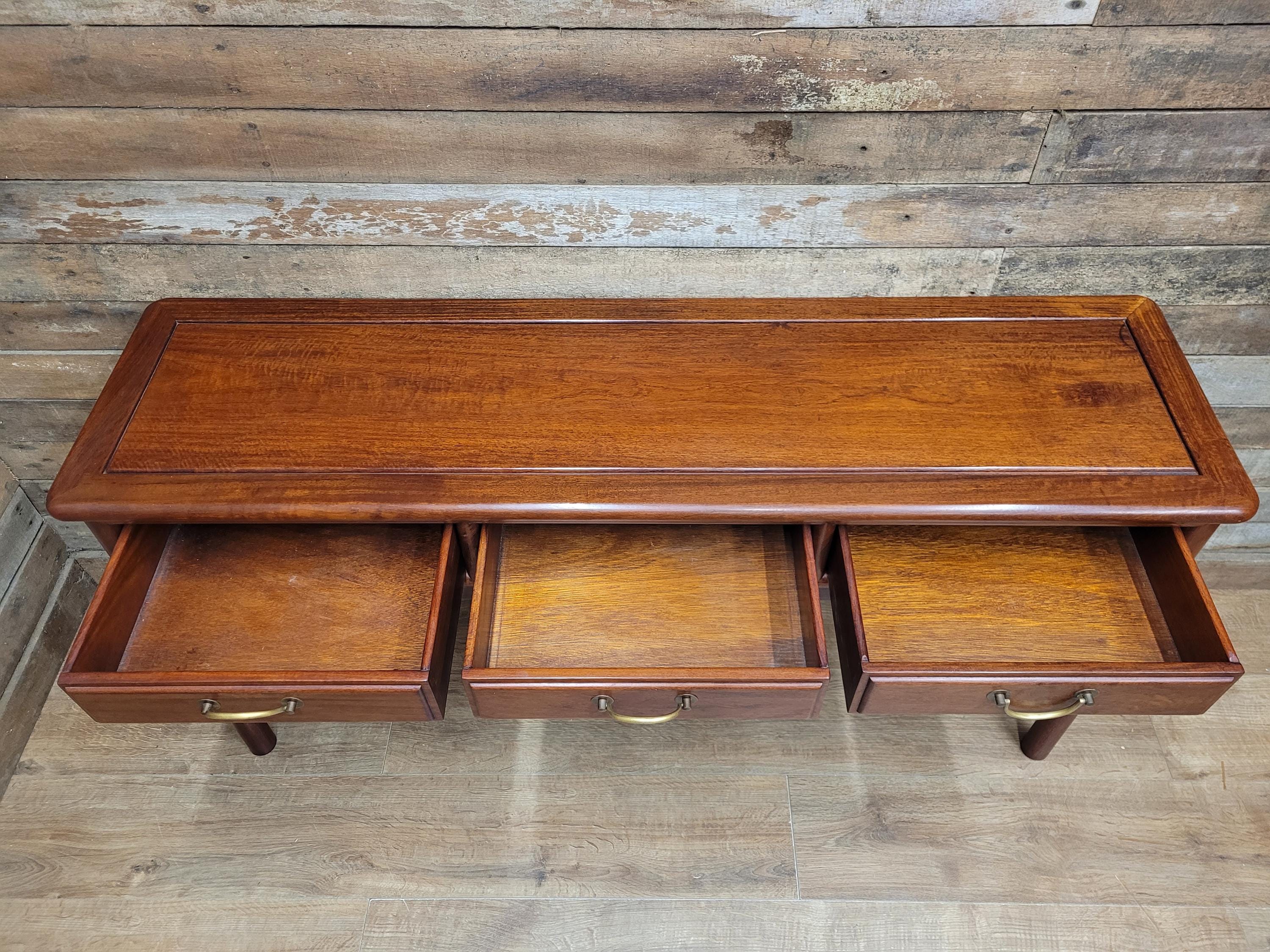 Vintage Rosewood Style Console Table 3 Drawer Oriental Hall Sofa Table