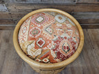 Daro Style Wicker Storage Stool Ottoman with Kilim Upholstered Seat