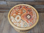 Daro Style Wicker Storage Stool Ottoman with Kilim Upholstered Seat