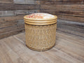 Daro Style Wicker Storage Stool Ottoman with Kilim Upholstered Seat