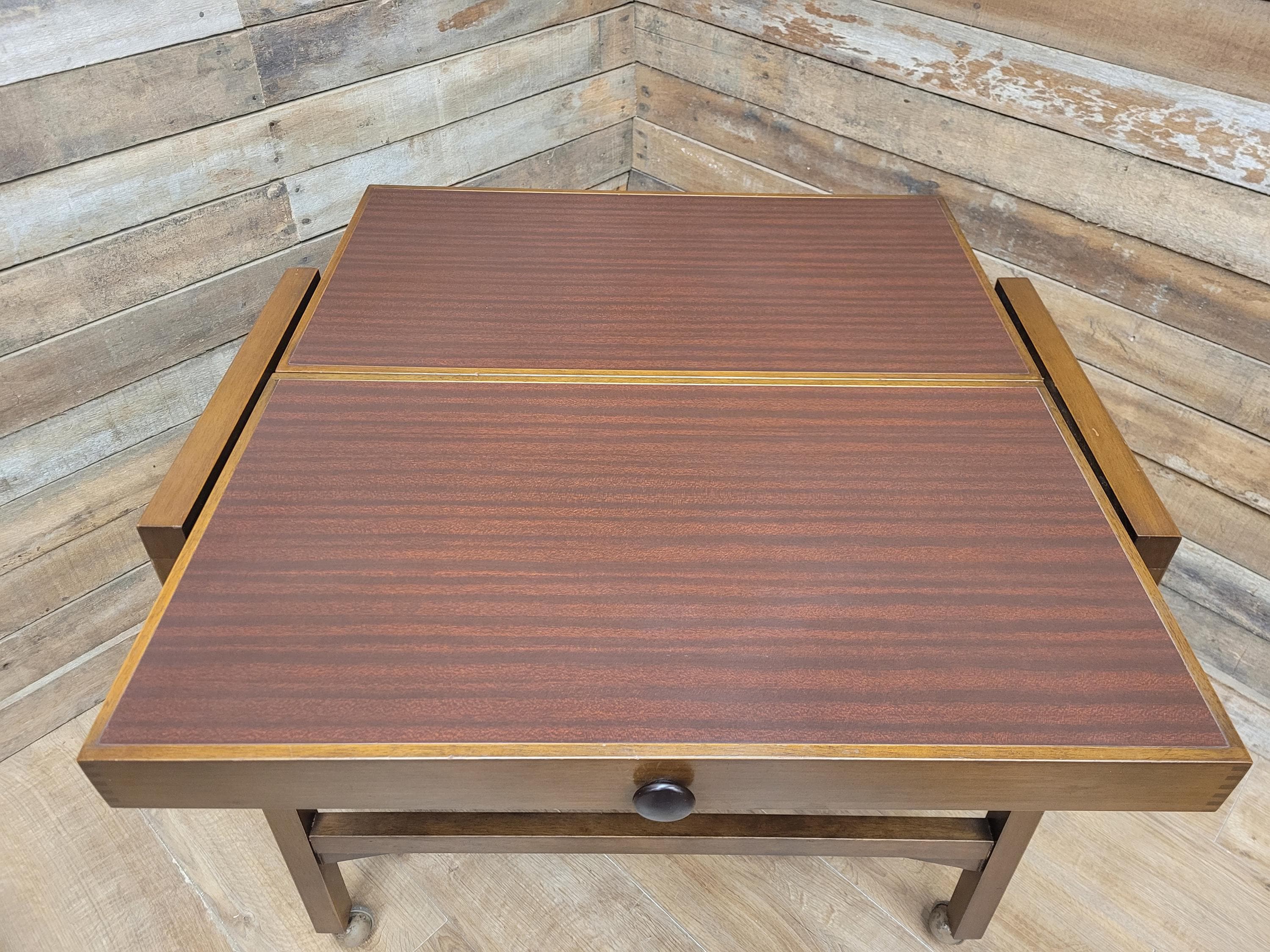 Mid Century Metamorphic Trolley Table Formica Tiger Stripe Folding Table
