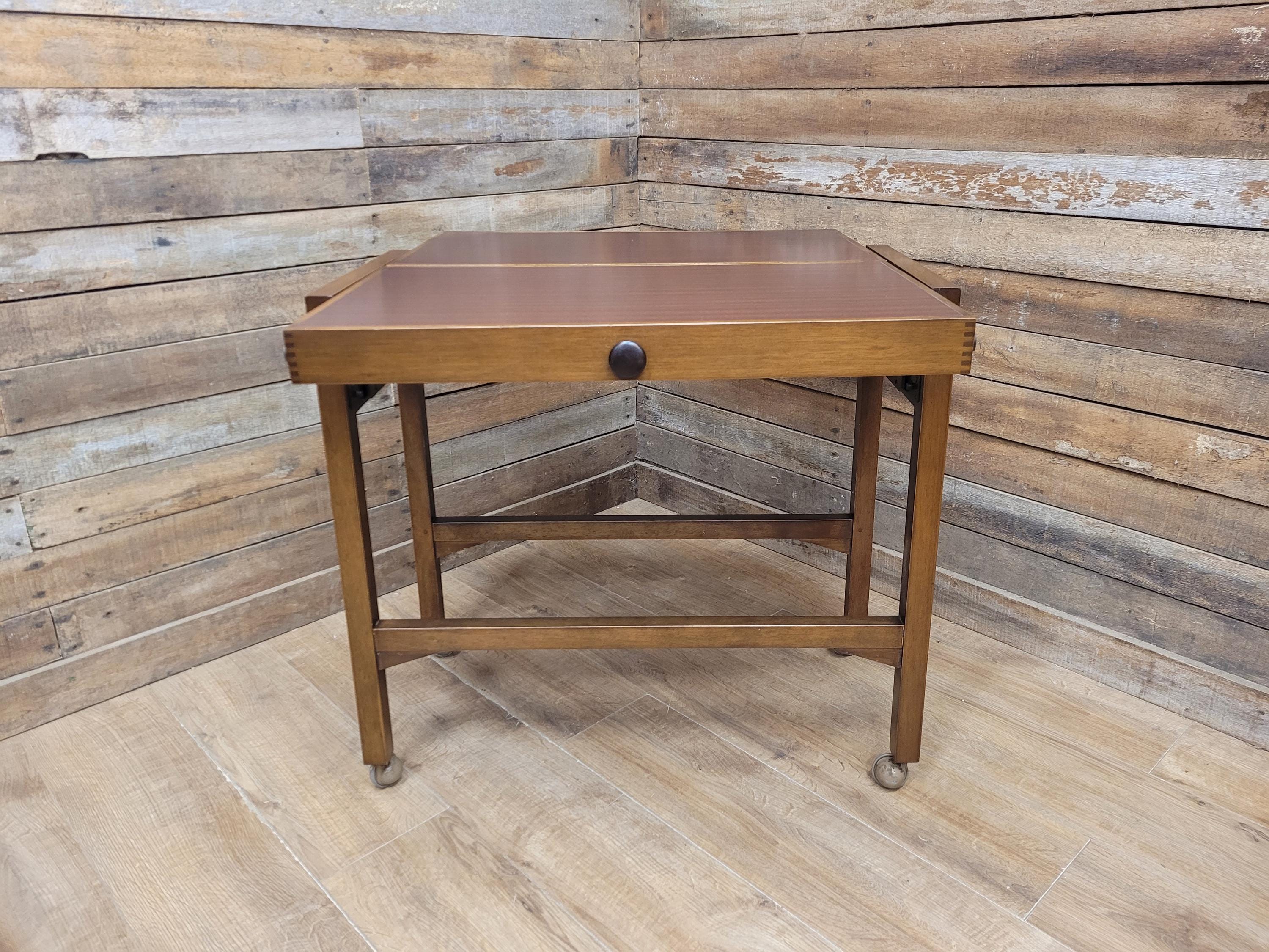 Mid Century Metamorphic Trolley Table Formica Tiger Stripe Folding Table