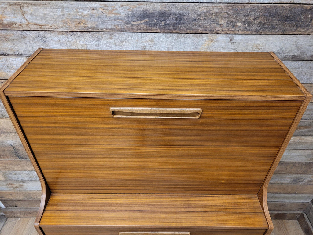 Vintage Avalon Bureau Cabinet Mid Century Drop Front Desk With Glass Cupboard