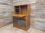 Vintage Avalon Bureau Cabinet Mid Century Drop Front Desk With Glass Cupboard