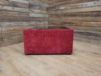Vintage 1970s Style Red Upholstered Coffee Table Smoked Glass Square Retro Chic