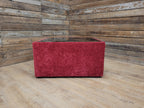 Vintage 1970s Style Red Upholstered Coffee Table Smoked Glass Square Retro Chic
