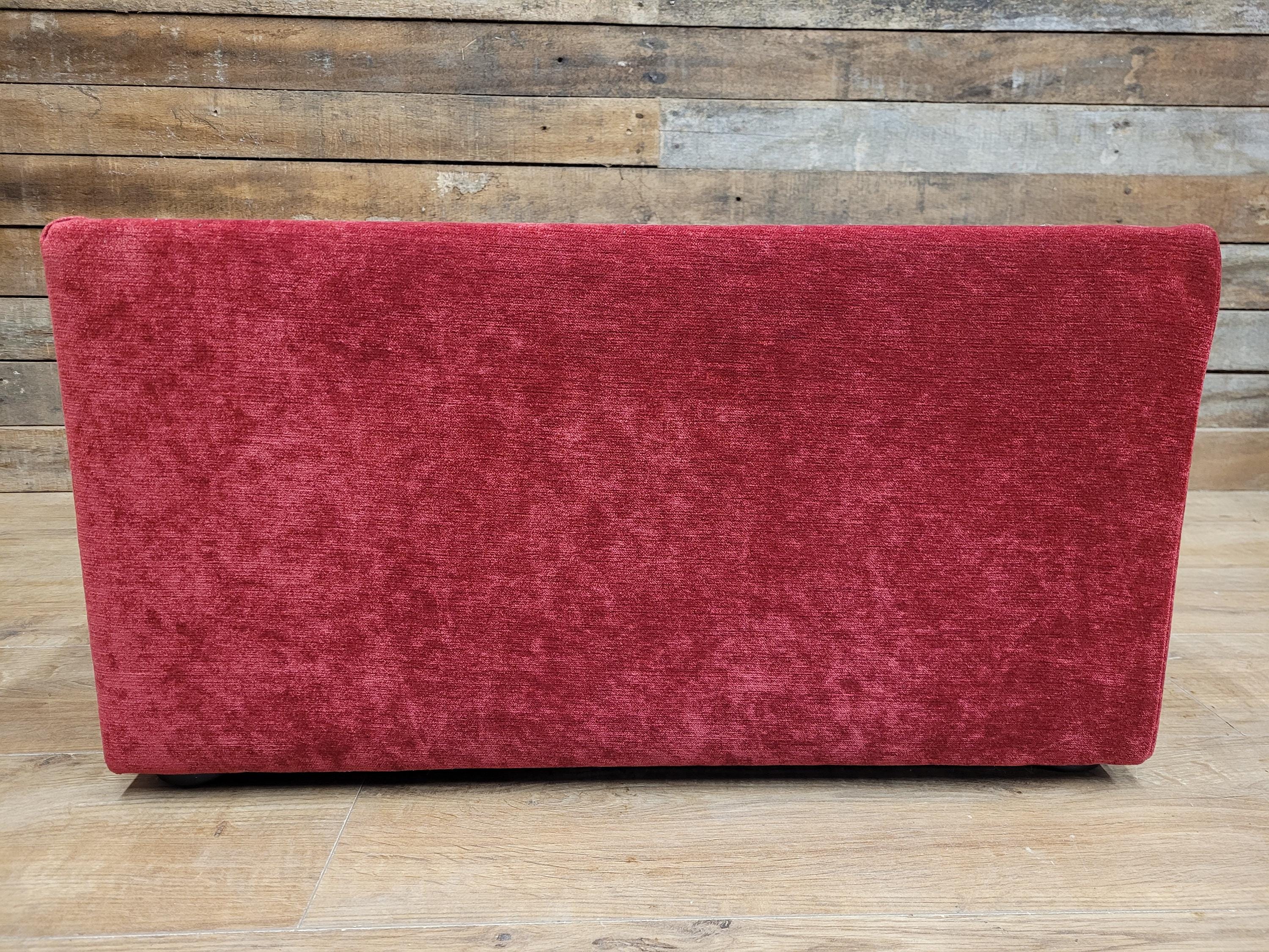 Vintage 1970s Style Red Upholstered Coffee Table Smoked Glass Square Retro Chic