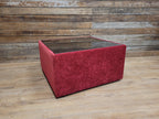 Vintage 1970s Style Red Upholstered Coffee Table Smoked Glass Square Retro Chic