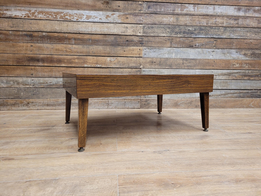 Retro Formica Coffee Table Mid Century Woodgrain Top Tapered Legs