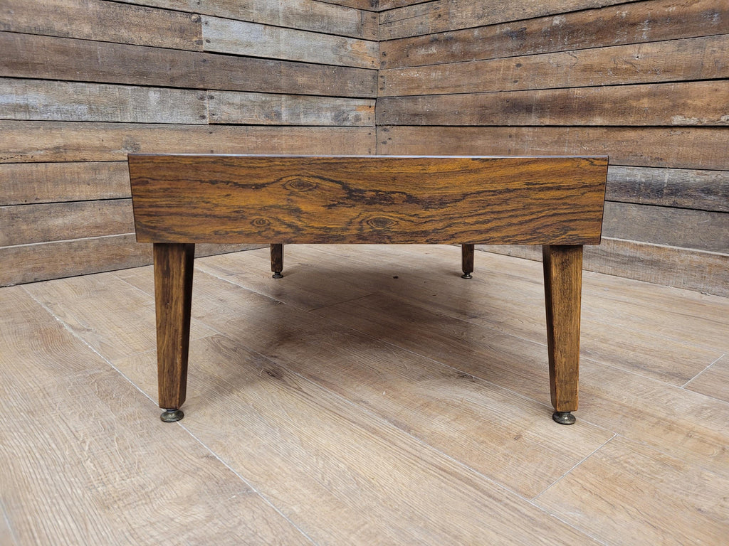 Retro Formica Coffee Table Mid Century Woodgrain Top Tapered Legs