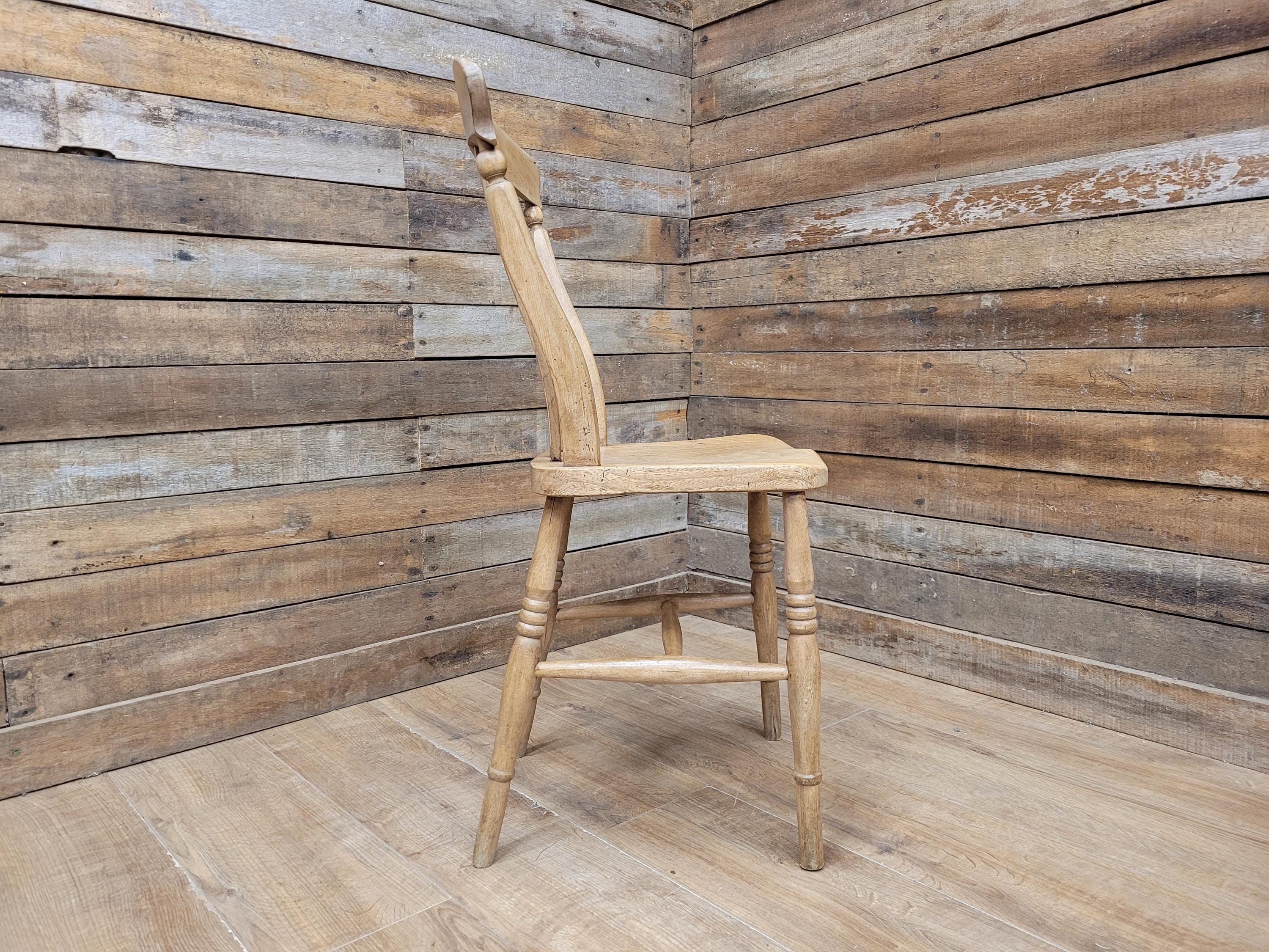 Antique Oak and Elm Lathe Back Chair Country Windsor Kitchen Chair