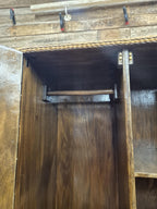 Vintage Tall Wicker Wardrobe Armoire with Drawers Vintage Rattan Cabinet Tallboy