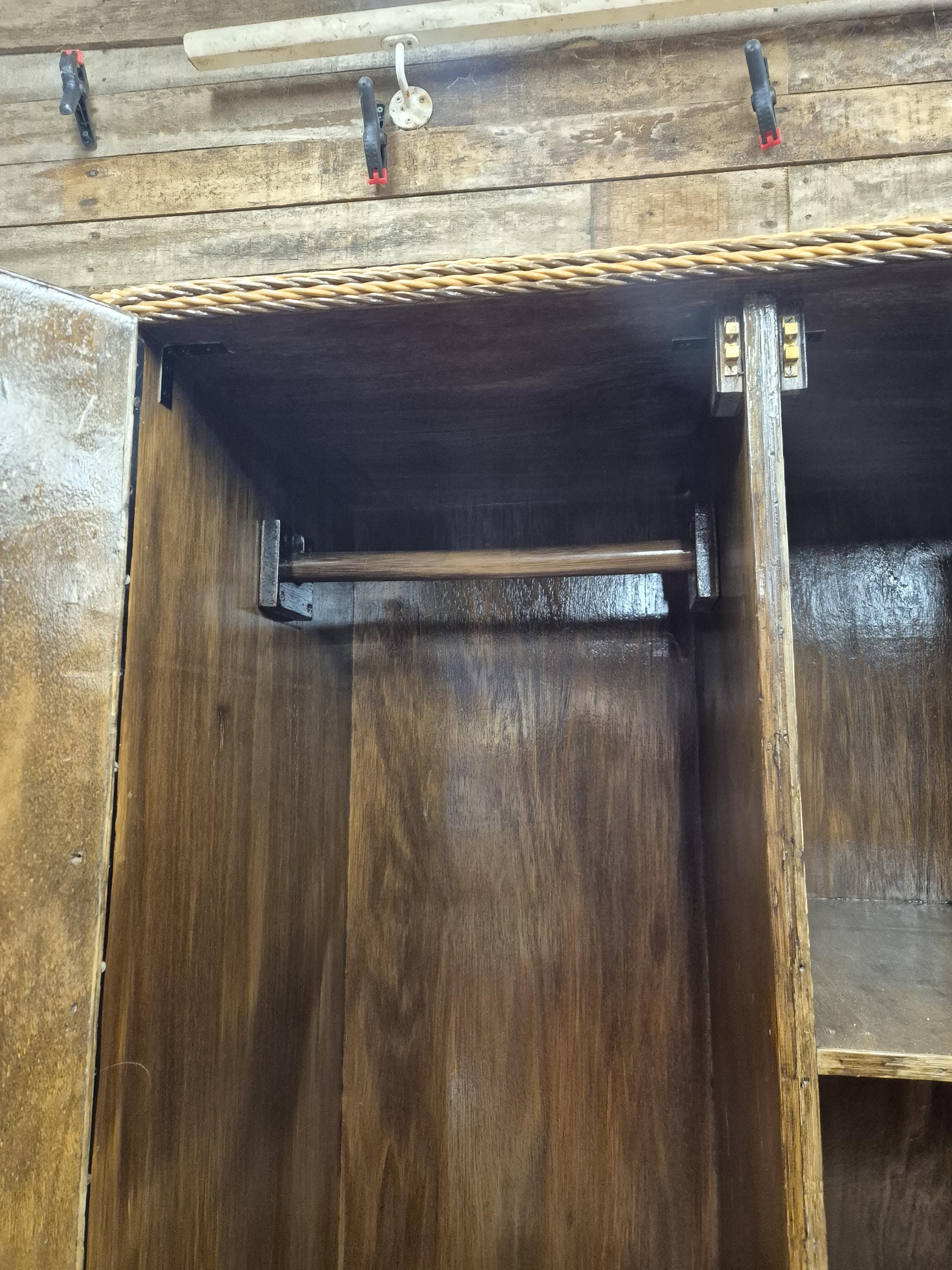 Vintage Tall Wicker Wardrobe Armoire with Drawers Vintage Rattan Cabinet Tallboy