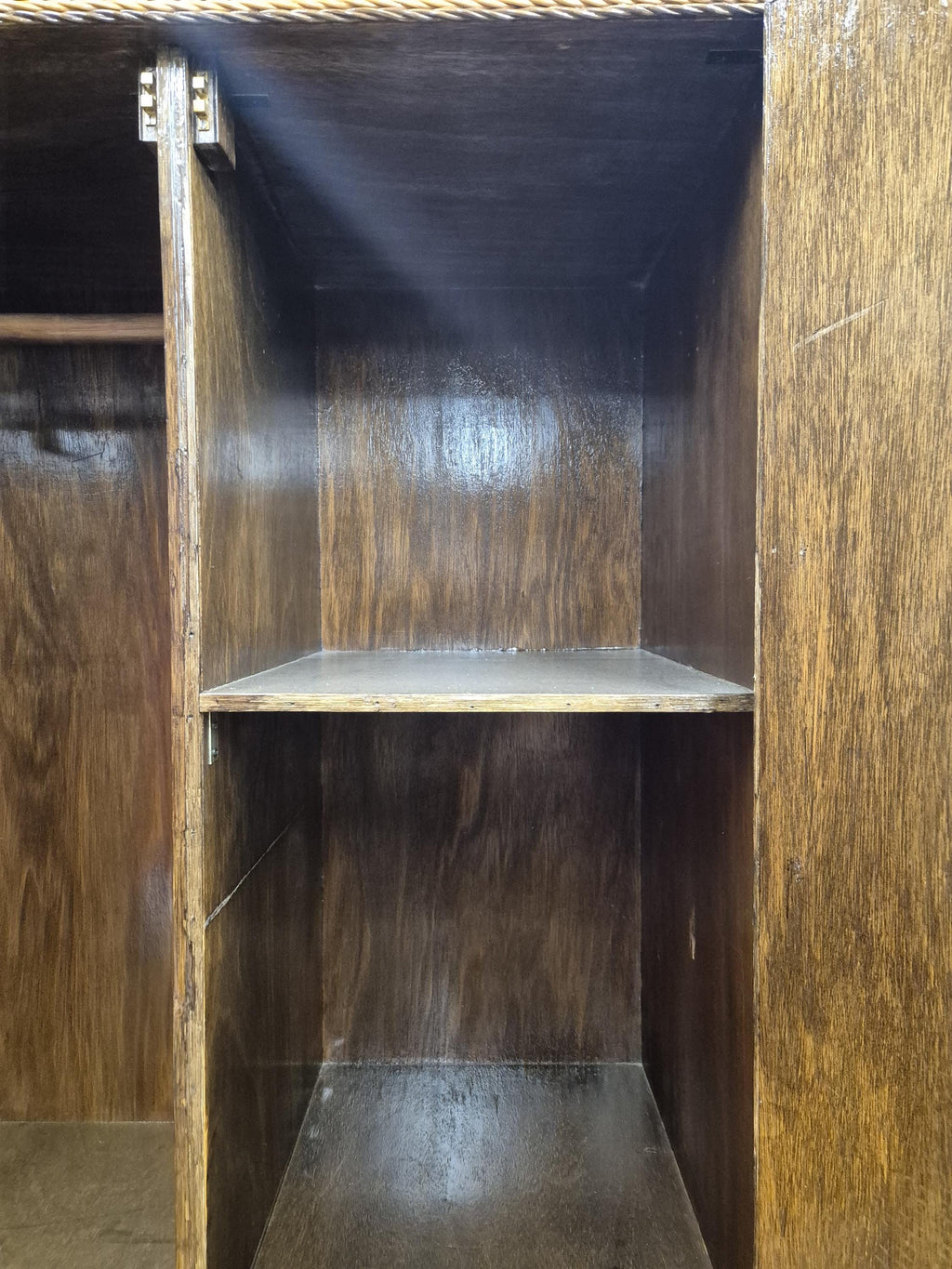 Vintage Tall Wicker Wardrobe Armoire with Drawers Vintage Rattan Cabinet Tallboy