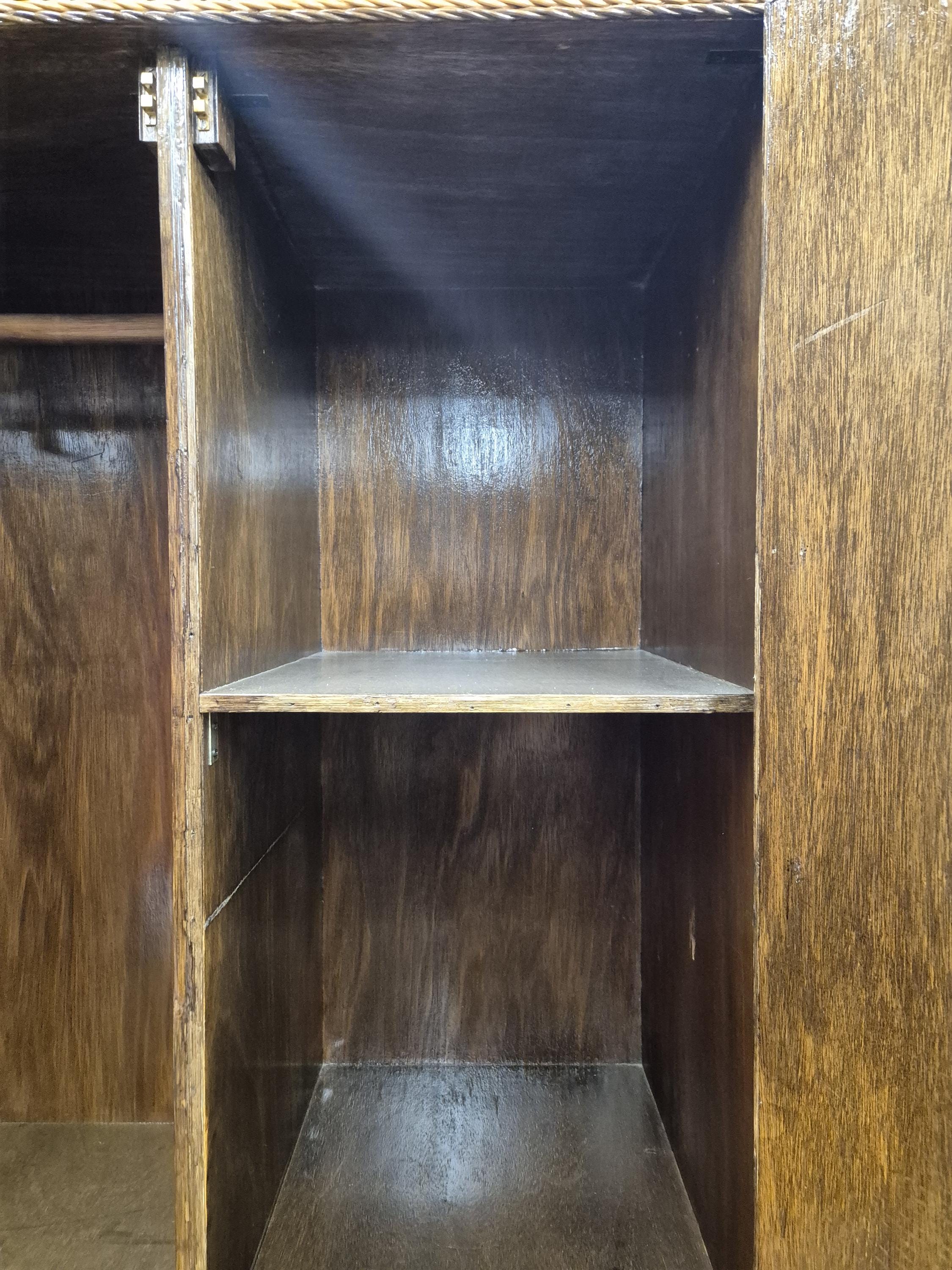 Vintage Tall Wicker Wardrobe Armoire with Drawers Vintage Rattan Cabinet Tallboy