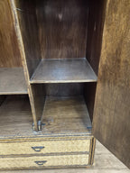 Vintage Tall Wicker Wardrobe Armoire with Drawers Vintage Rattan Cabinet Tallboy