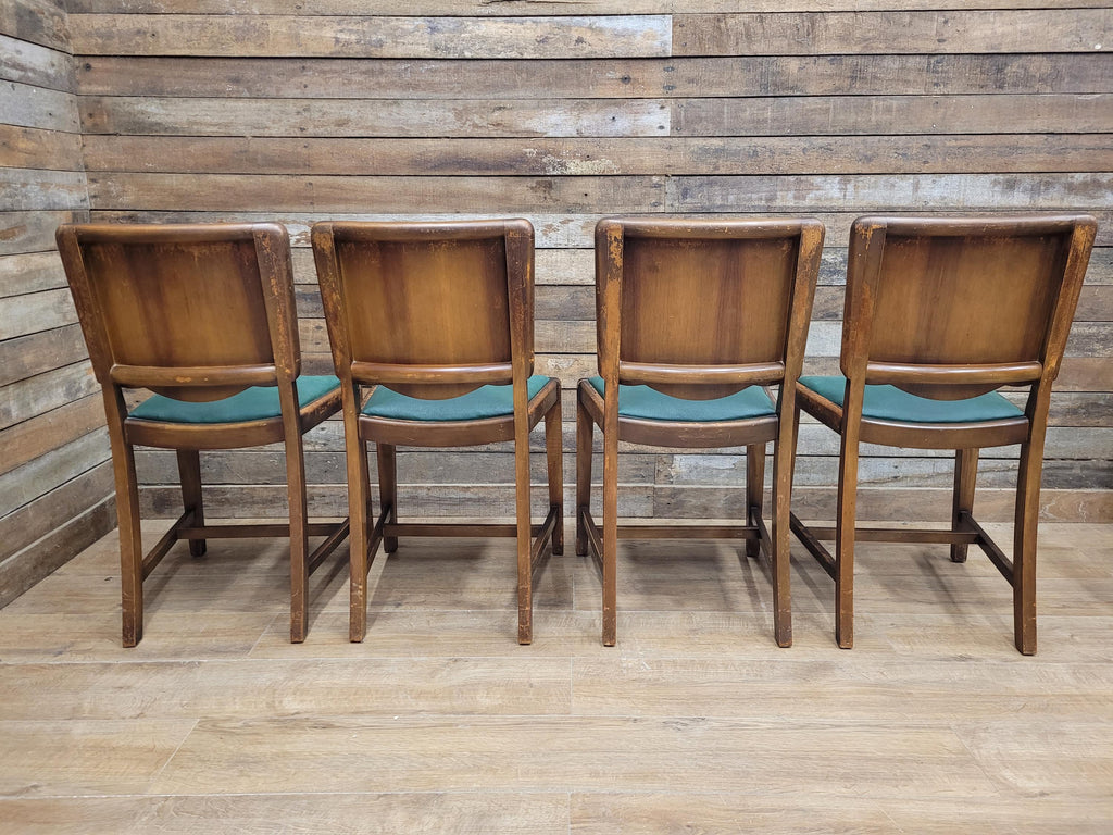 Four Mid Century Beautility Dining Chairs Vintage Mid Century Green Vinyl Seats