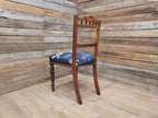 Antique Edwardian Oak Bedroom Chair Turned Legs Carved Back