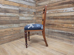 Antique Edwardian Oak Bedroom Chair Turned Legs Carved Back