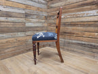Antique Edwardian Oak Bedroom Chair Turned Legs Carved Back