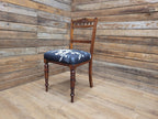 Antique Edwardian Oak Bedroom Chair Turned Legs Carved Back