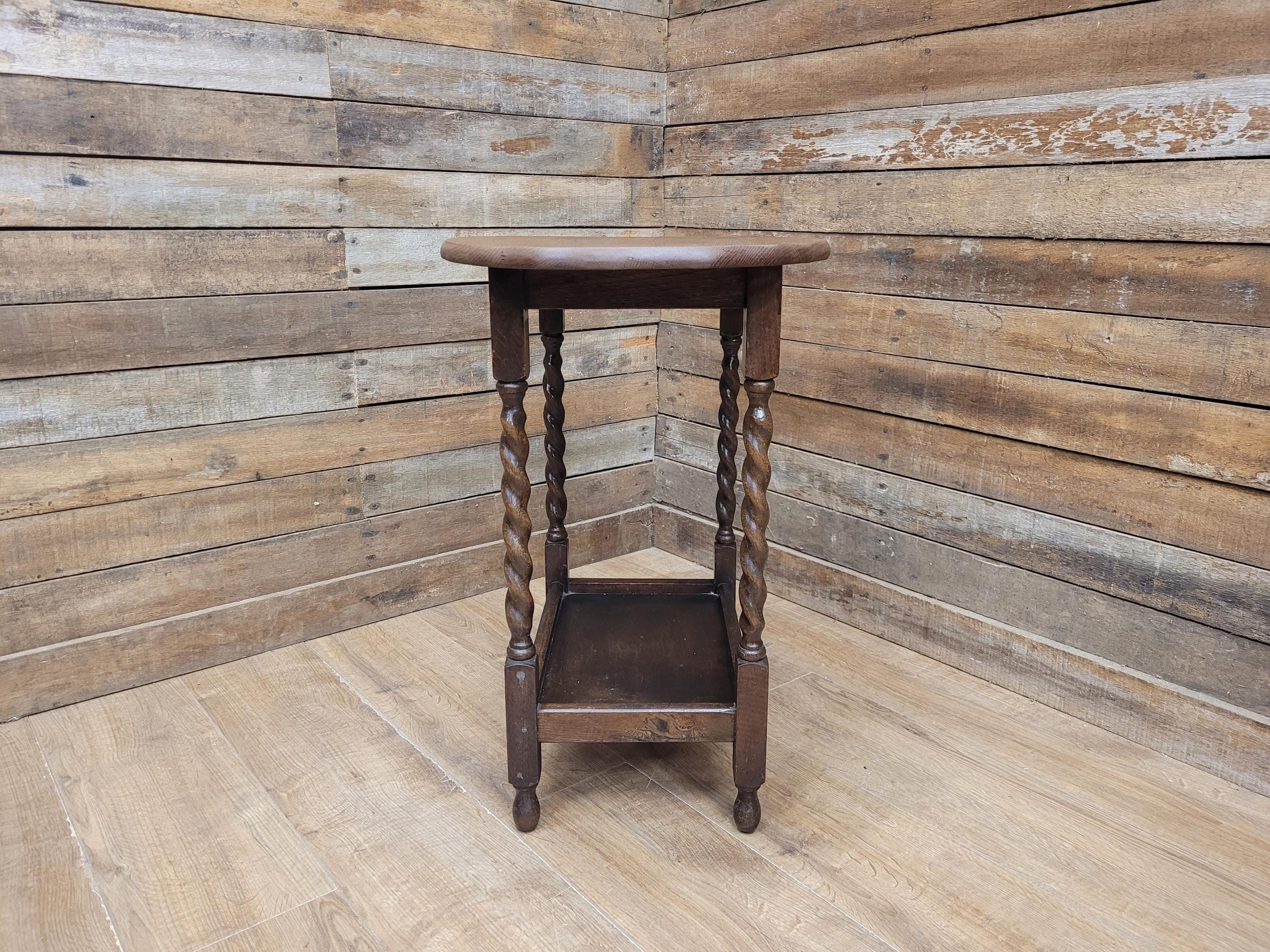 Barley Twist Vintage Oak Side Table Hall Wine Lamp Table Plant Stand