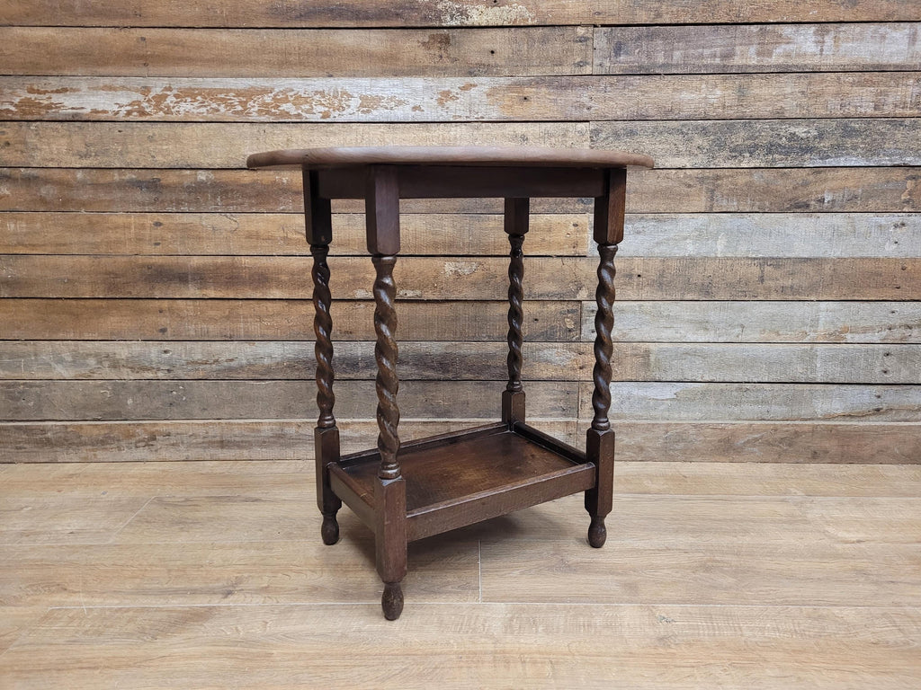 Barley Twist Vintage Oak Side Table Hall Wine Lamp Table Plant Stand