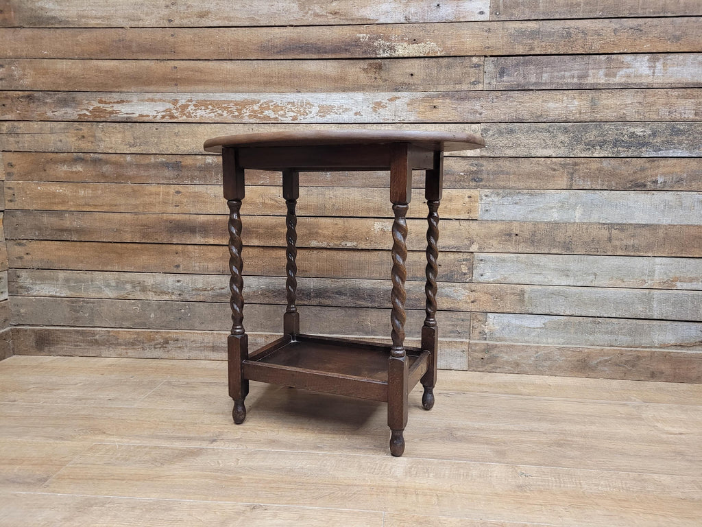 Barley Twist Vintage Oak Side Table Hall Wine Lamp Table Plant Stand